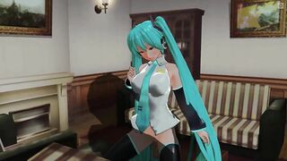 3D HENTAI Hatsune Miku rides your cock and gets cum in pussy