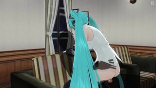 3D HENTAI Hatsune Miku rides your cock and gets cum in pussy