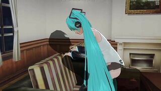 3D HENTAI Hatsune Miku rides your cock and gets cum in pussy