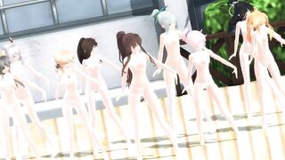 【MMD】Girls in the courtyard【R-18】