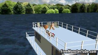 Sexy 3D brunette babe gets fucked hard on a boat