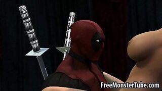 Foxy 3D cartoon blonde babe gets fucked by Deadpool