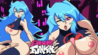 Friday Night Funkin Animation Skyblue and Boyfriend Having Hard Sex Titfuck Cumshot