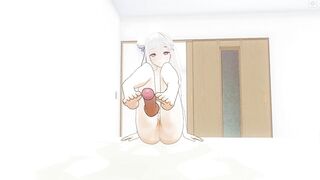 3D HENTAI POV Emilia footjob your cock