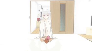 3D HENTAI POV Emilia footjob your cock