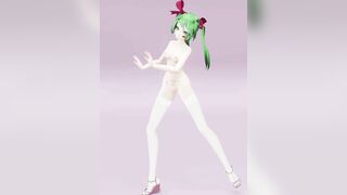 Hatsune Love Cycle Vertical Screen - Undress Dance Nude 3D Dark Green Hair Color Edit smixix