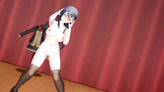 Naked dance in Suzuya's gym - Kancolle blue hair color edit smixix