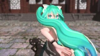 【MMD】Miku (Lingerie Dress) - Pink Cat【R-18】