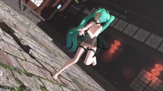 【MMD】Miku (Lingerie Dress) - Pink Cat【R-18】