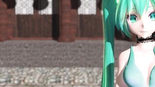 【MMD】Miku (Lingerie Dress) - Pink Cat【R-18】