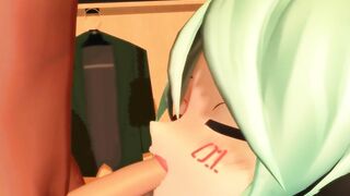 【SEX-MMD】Miku - Blowjob (Undone)【R-18】