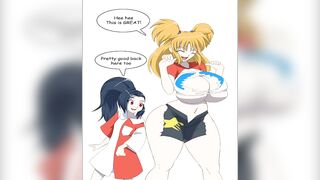 Akiko and wynn giantess growth, breast expansion