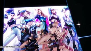 [MMD] Everglow - Dun Dun Naked Kpop Dance Ahri Akali Kaisa Evelynn Seraphine KDA All Out 4K 60FPS