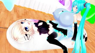 Imbapovi - Busty Miku Plays with Inflatable Pillows