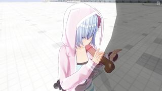 3D HENTAI Cute girlfriend after a walk sucked a big dick