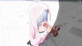 3D HENTAI Cute girlfriend after a walk sucked a big dick