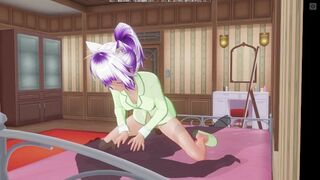 3D HENTAI Cute girlfriend in green pajamas rides a big cock