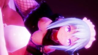 0457 -【R-18 MMD】Konosuba - Aqua make money in maid costume 金欠女神とメイド服