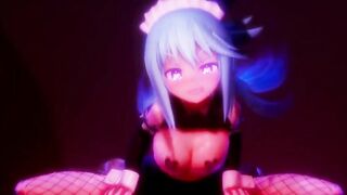 0457 -【R-18 MMD】Konosuba - Aqua make money in maid costume 金欠女神とメイド服