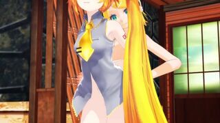 【SEX-MMD】(Yuri) Rin Fucks Neru in Hot Spring (Futanari)【R-18】