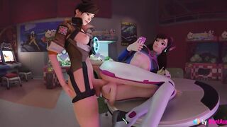 Futa Tracer Fucks D.Va in Arcade Hall with sound