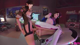 Futa Tracer Fucks D.Va in Arcade Hall with sound