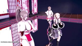 [MMD] Waiting for a Chance to Pounce 虎視眈々Hot Striptease Marie Rose Mai Shiranui Misaki DOA