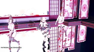 [MMD] Waiting for a Chance to Pounce 虎視眈々Hot Striptease Marie Rose Mai Shiranui Misaki DOA