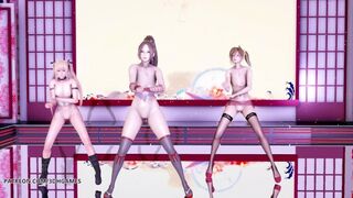 [MMD] Waiting for a Chance to Pounce 虎視眈々Hot Naked Dance Marie Rose Mai Shiranui Misaki DOA