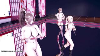 [MMD] Waiting for a Chance to Pounce 虎視眈々Hot Naked Dance Marie Rose Mai Shiranui Misaki DOA