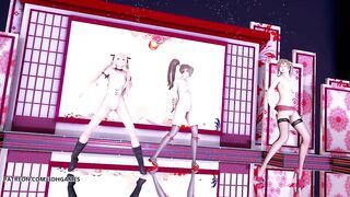 [MMD] Waiting for a Chance to Pounce 虎視眈々Hot Naked Dance Marie Rose Mai Shiranui Misaki DOA