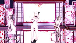 [MMD] Waiting for a Chance to Pounce 虎視眈々Hot Naked Dance Marie Rose Mai Shiranui Misaki DOA