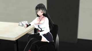 Black Haired Beauty Titty Fucks You On Table - 3D