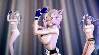 [MMD] EVERGLOW - ADIOS Nude Kpop Dance Ahri Akali Evelynn Kaisa Seraphine KDA League of Legends