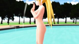 【MMD】Mikan-chan - You cant bathe in the fountain right?