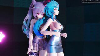 0289 -【R18-MMD】Genshin Impact 原神 Keqing & Ganyu 刻晴+甘雨 - trouble maker