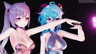 0289 -【R18-MMD】Genshin Impact 原神 Keqing & Ganyu 刻晴+甘雨 - trouble maker