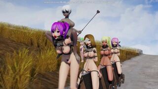 Riding The Wooden Horse Train (Yuri Bondage Sex) - 3D MMD