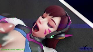 Overwatch - D.Va + Mercy - 02b - futa futanari blowjob facial r34 videogame sfm