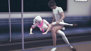 Schoolgirl pussyfucked on train seat