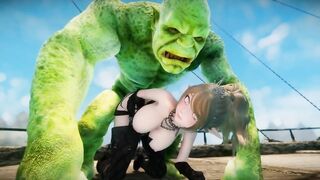 Big Breasts Elf Mama Oak Defeat by Ugly Cosplay Orc Seeding Sex 3D Hentai NSFW Part 3