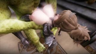 Big Breasts Elf Mama Oak Defeat by Ugly Cosplay Orc Seeding Sex 3D Hentai NSFW Part 10