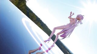 【MMD】Small wet friend Haku-like pink Cat【R-18】