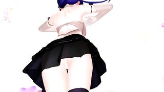 HENTAI UNDRESS NUDE GLASSES GIRL VIRTUAL YOUTUBER 神楽すず BLUE HAIR COLOR EDIT SMIXIX