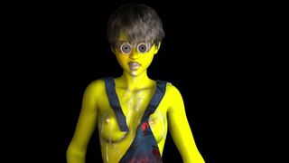 Minion Cosplayer Tits Covered With Cum