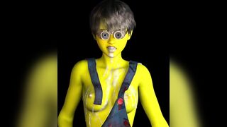 Minion Cosplayer Tits Covered With Cum