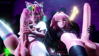 Futanari and Astolfo fuck a whore to the music 【Hentai 3D】