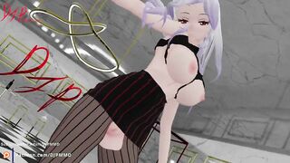 Busty Haku Looses her panties Im I'll Blender MMD 1572