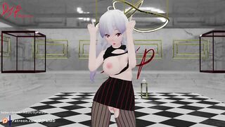 Busty Haku Looses her panties Im I'll Blender MMD 1572