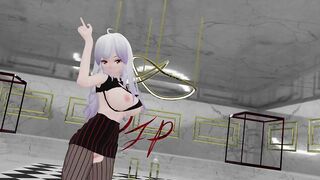 Busty Haku Looses her panties Im I'll Blender MMD 1572